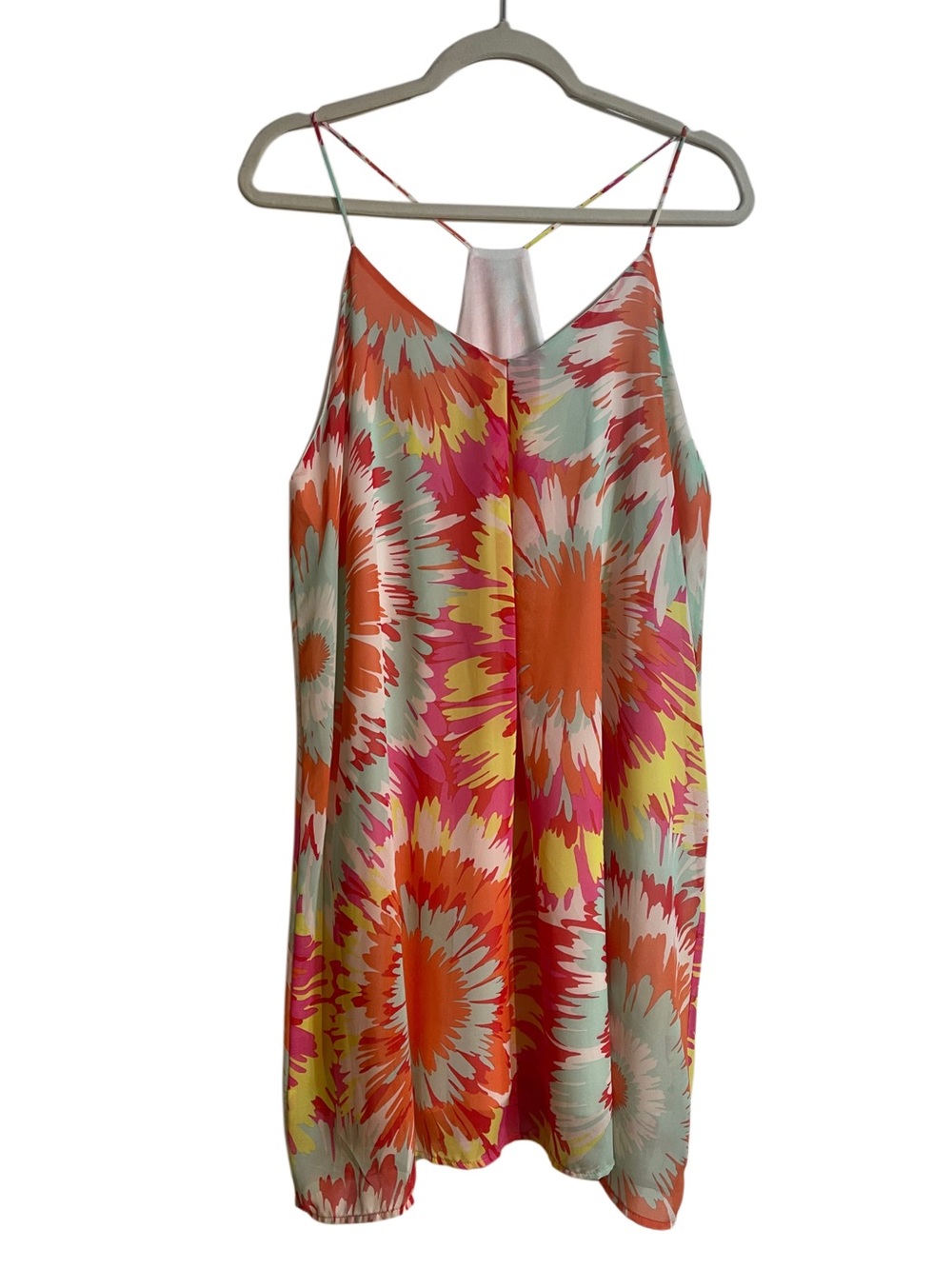 Newbury Kustom Floral Satin Cami Tank | Strappy Back | Colorful Flowy Top